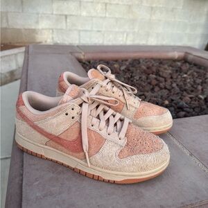 Nike Women's Dunk Low ‘Shimmer amber brown’ Sneakers in Peach and Beige Suede